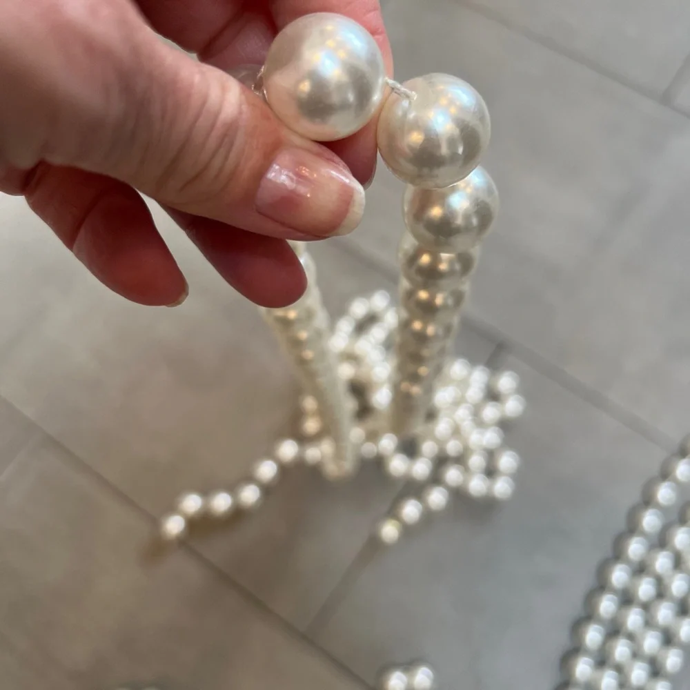 Elegant Pearl Beaded Strands - set of 2, each approx 11’ long. For holiday tree?